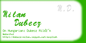 milan dubecz business card